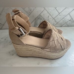 Marc Fisher Tan Woven Wedge Sandals 8.5